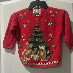 Vintage heirloom collectibles festive Christmas tree sweater  embroidery 4t